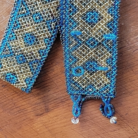 Authentic woven metallic beaded Guatemalan belt Decorative Mayan Tribal Design - Picture 4 of 9